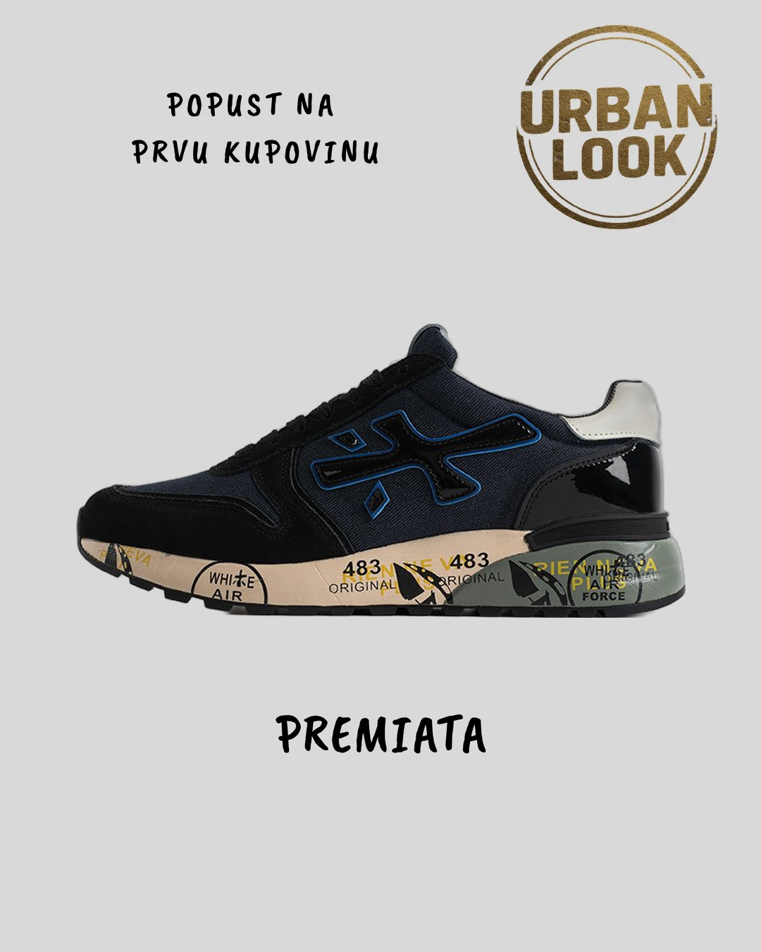 Premiata Mick "Denim Black Patent"