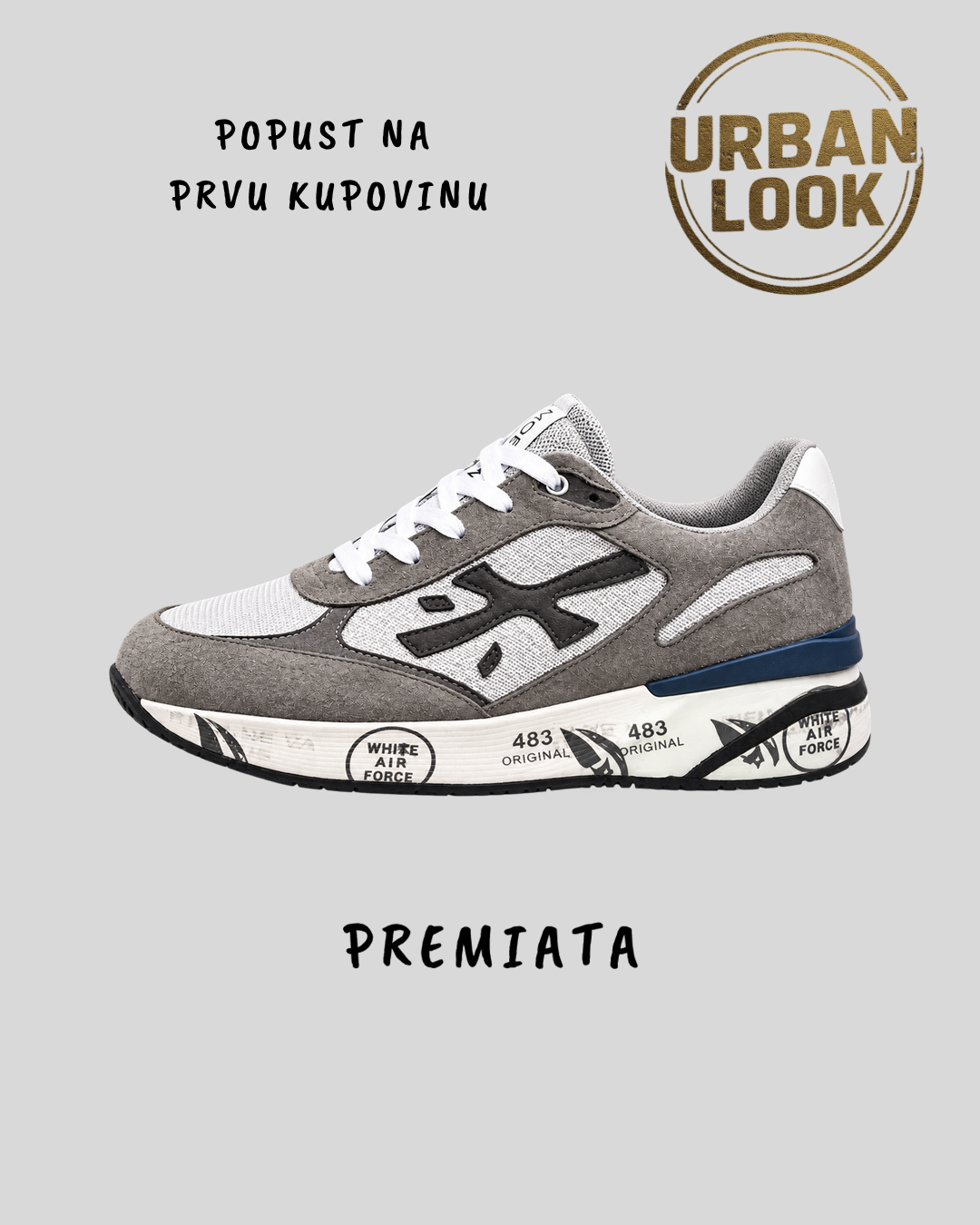 Premiata 483 Light Grey / White