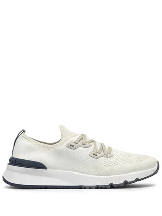 Brunello Cucinelli Leather Sneakers "White / Navy"
