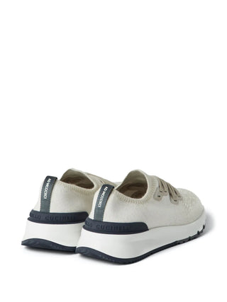 Brunello Cucinelli Leather Sneakers "White / Navy"