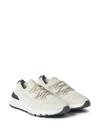 Brunello Cucinelli Leather Sneakers "White / Navy"