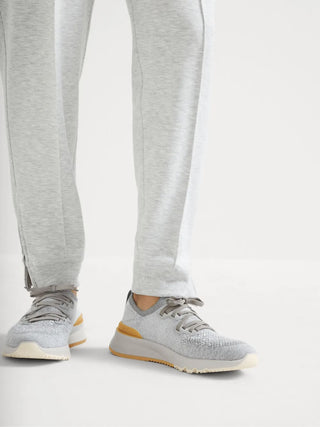 Brunello Cucinelli Knit Sneakers "Silver Grey / White"