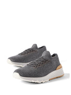 Brunello Cucinelli Knit Sneakers "Charcoal / White / Tan"