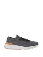 Brunello Cucinelli Knit Sneakers "Charcoal / White / Tan"
