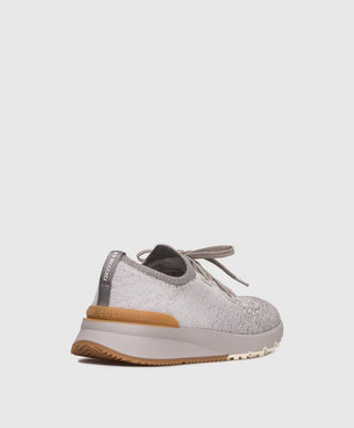 Brunello Cucinelli Knit Sneakers "Light Grey / White / Tan"