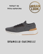 Brunello Cucinelli Knit Sneakers "Charcoal / White / Tan"