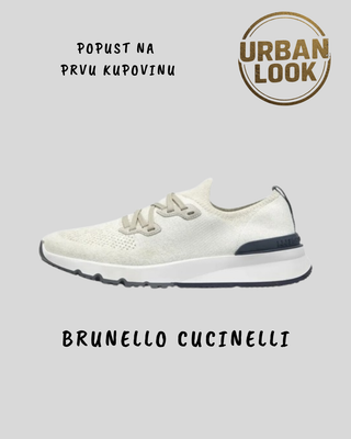 Brunello Cucinelli Leather Sneakers "White / Navy"