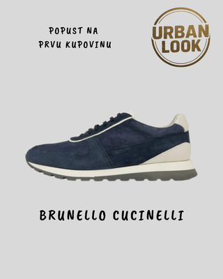 Brunello Cucinelli Suede Sneakers "Navy / Cream"