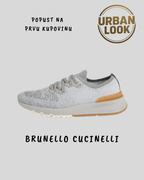 Brunello Cucinelli Knit Sneakers "Light Grey / White / Tan"