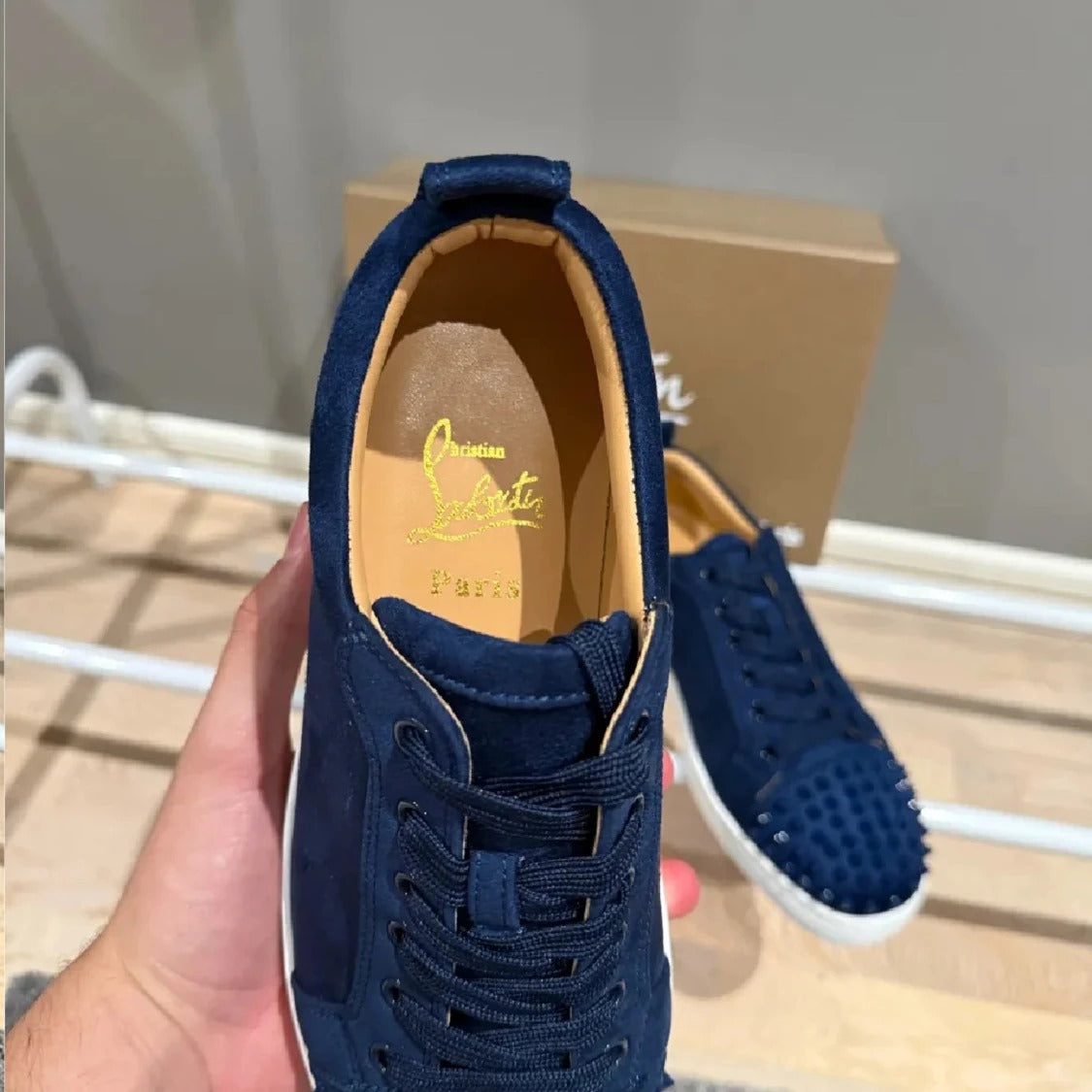 Christian Louboutin Low Sneaker – Black / White Sole (Spikes)