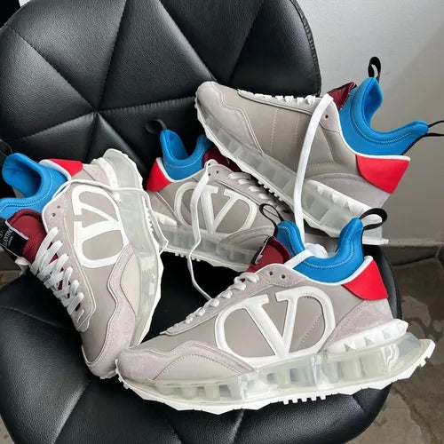 Valentino Garavani Bounce Sneaker – Grey / Blue / Red