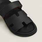 Hermes "Black Leather Chypre Sandals"