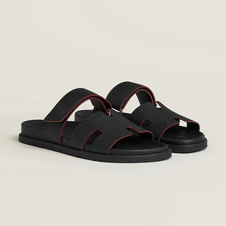 Hermes "Black Leather Chypre Sandals"