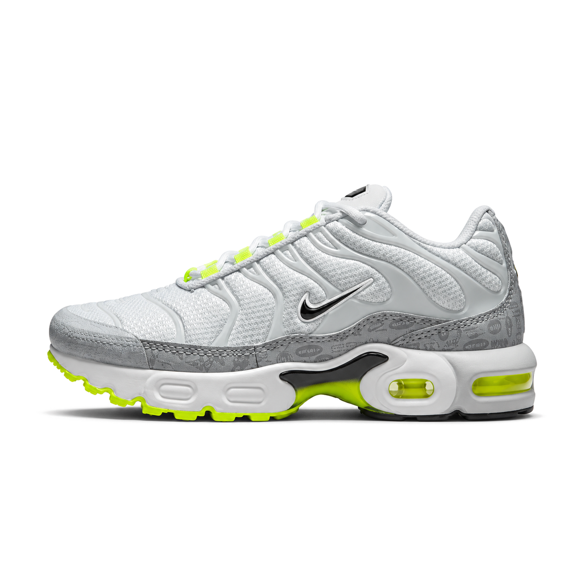 Nike Air Max Plus GS (Reflective Logo White Volt) — bočni prikaz