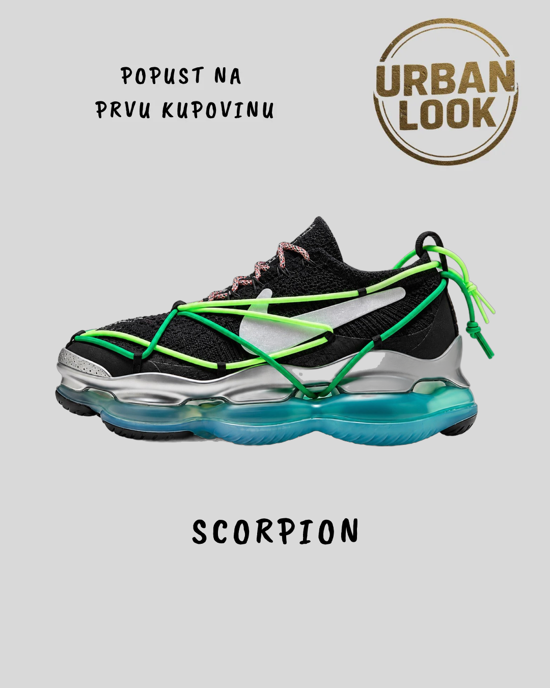 Nike Air Max Scorpion FK (Black Silver Green) — naslovna